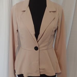 Tan Peplum Blazer, Polyester, NWT